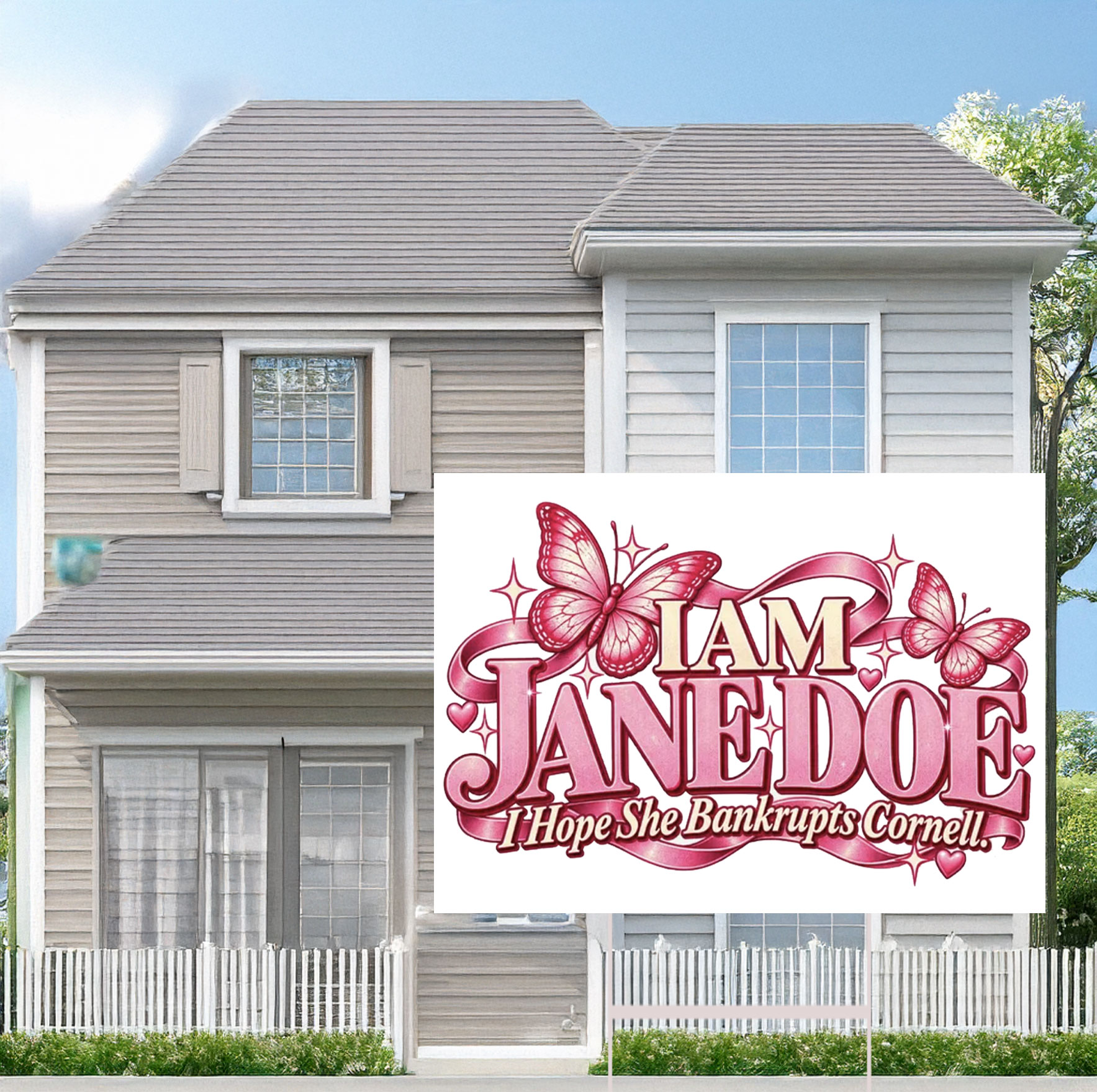 I Am Jane Doe I Hope She Bankrupts Cornell Yard Sign