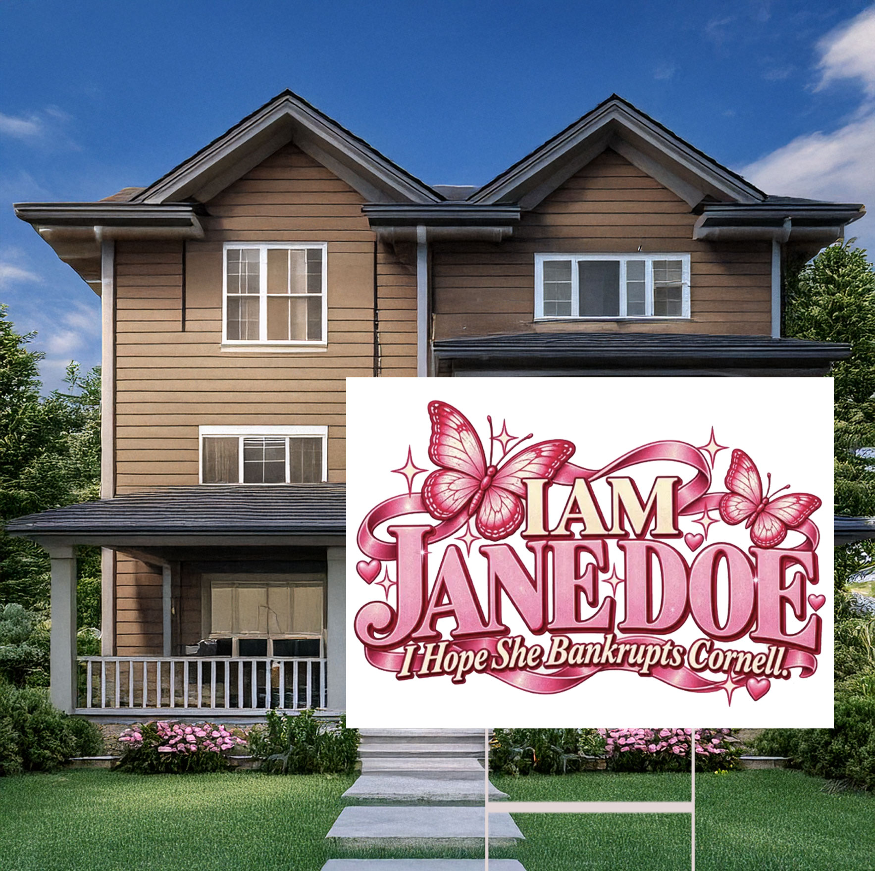 I Am Jane Doe I Hope She Bankrupts Cornell Yard Sign