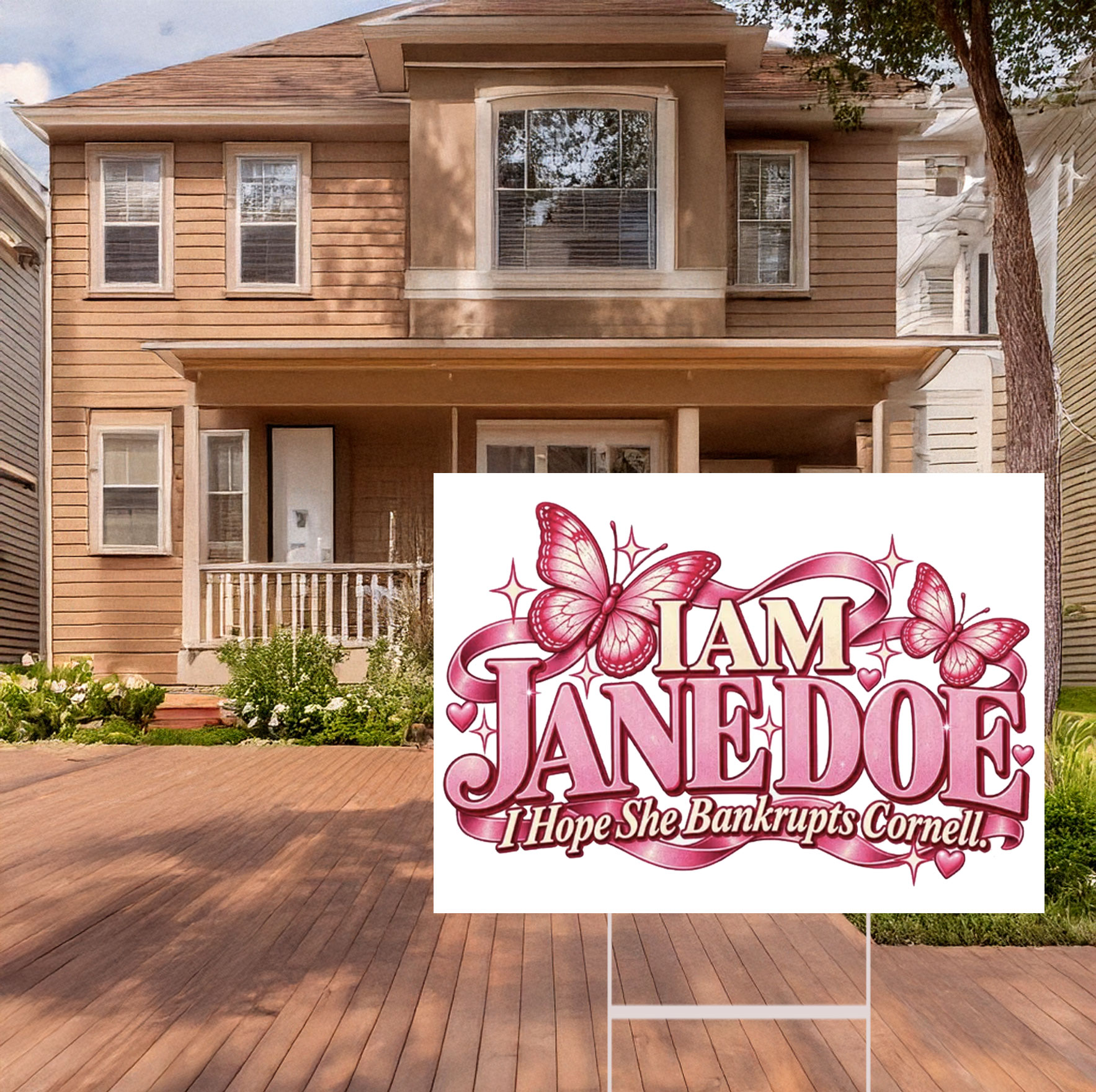 I Am Jane Doe I Hope She Bankrupts Cornell Yard Sign