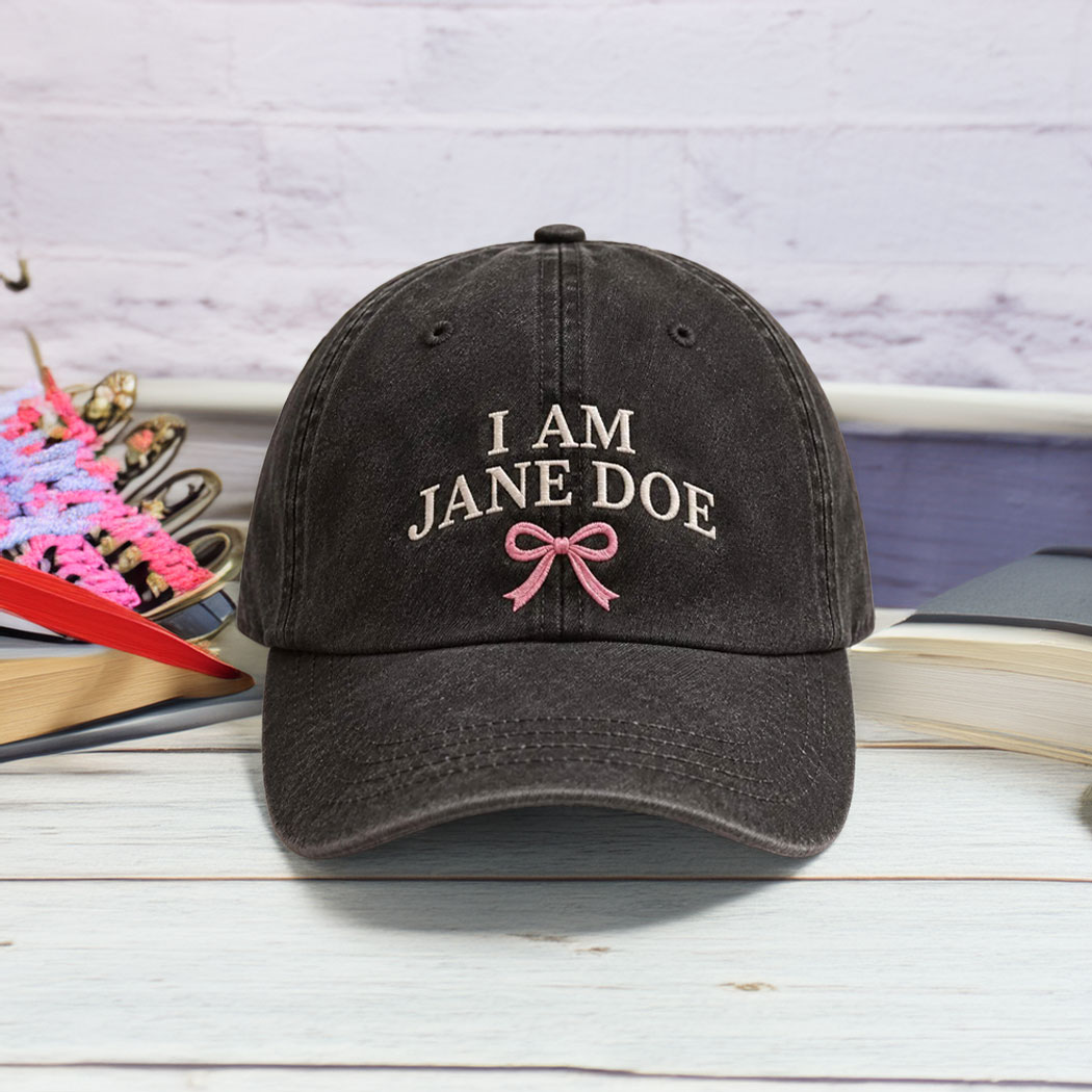 I Am Jane Doe Pink Bow Embroidered Hat