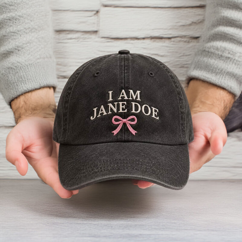 I Am Jane Doe Pink Bow Embroidered Hat