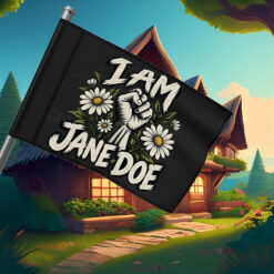 I Am Jane Doe Raised Fist and Daisy Flag