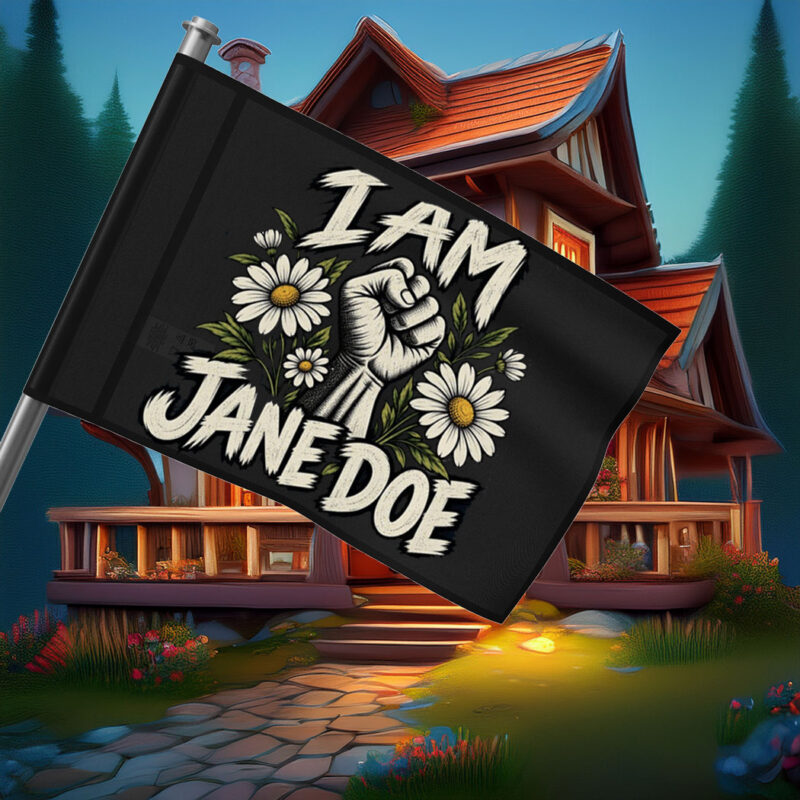 I Am Jane Doe Raised Fist and Daisy Flag
