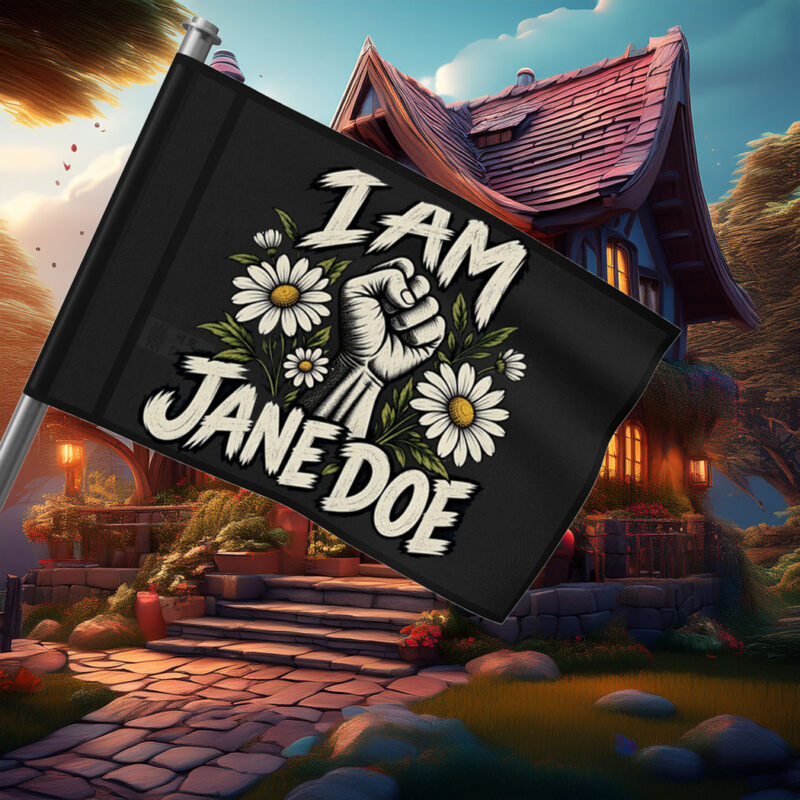 I Am Jane Doe Raised Fist and Daisy Flag